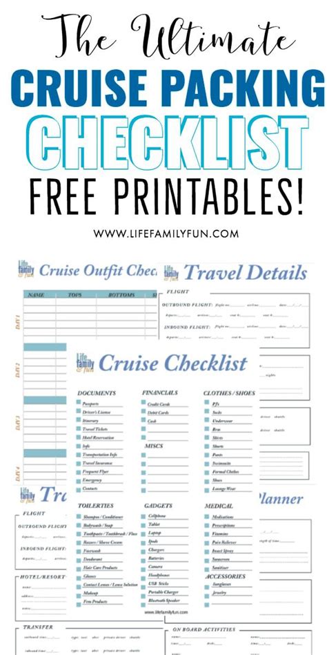 Packing List For Cruise Printable