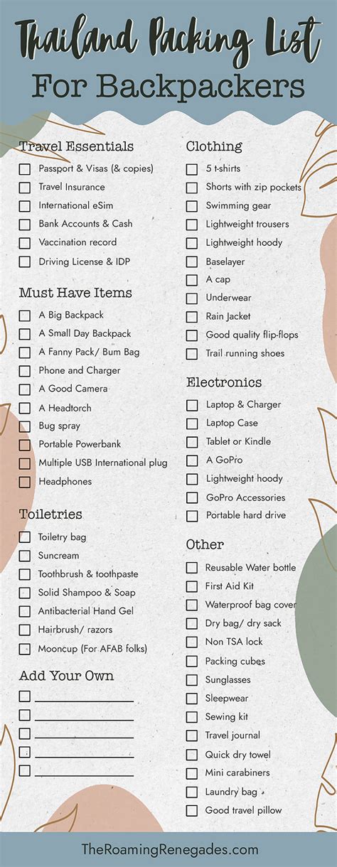 Packing essentials for Thailand