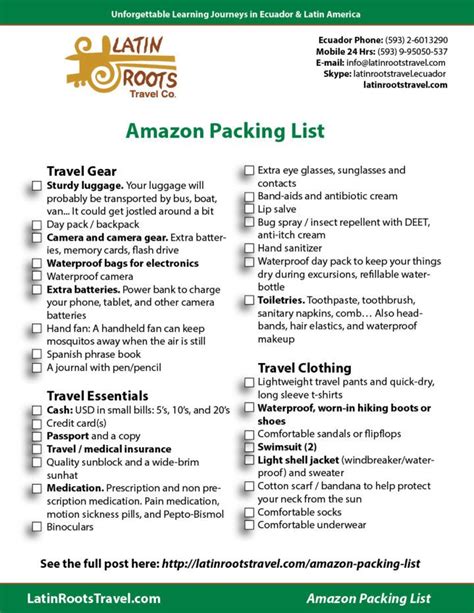 Packing list Amazon