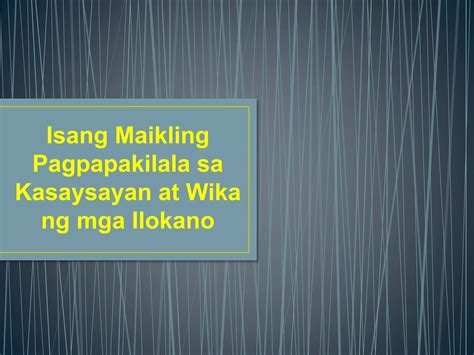 Pagpapakilala at Pagsusulong ng Wika