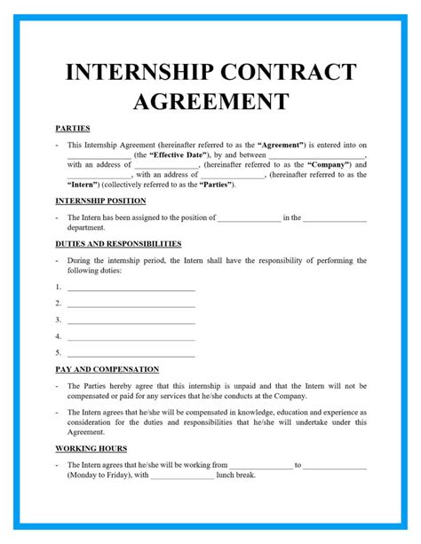 Basic Internship Agreement template Premium Schablone