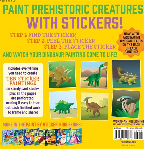 Paint by Sticker Kids Dinosaurs Create 10 Pictures One Sticker at a