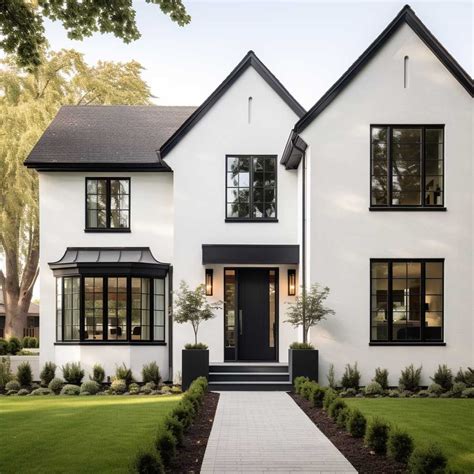 Painted Brick House Black Windows