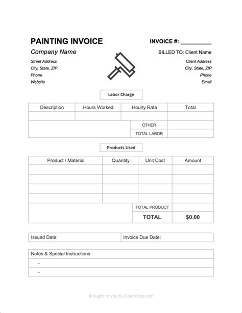 Free Painting Invoice Template PDF WORD EXCEL
