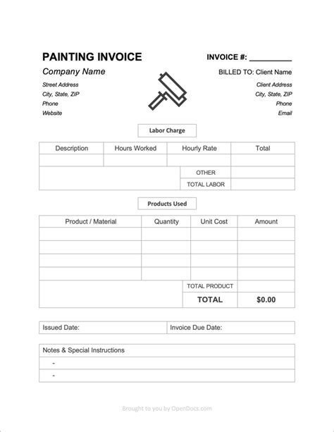 Painting Contractor Invoice Templates