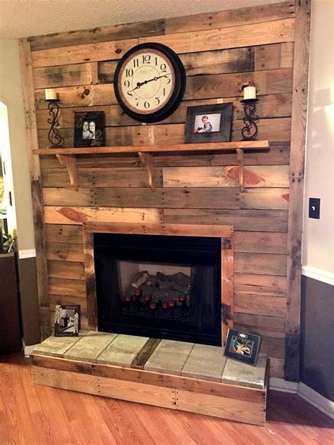 Pallet Wall Around Fireplace