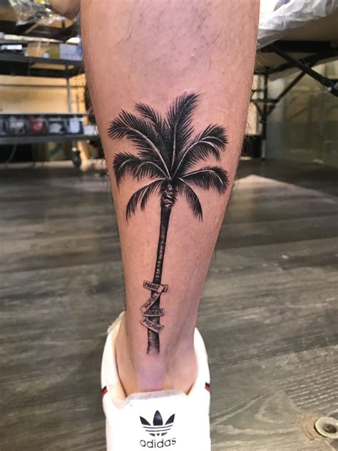 tattoo sunset Google Zoeken Palm tree tattoo ankle