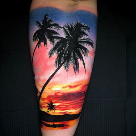 Palm Tree Sunset Tattoo