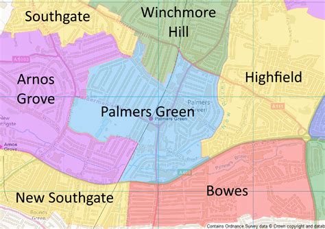 Antique Map of Palmers Green Southgate
