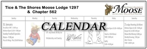 Palmetto Moose Lodge Calendar Of Events