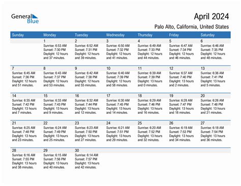 Palo Alto Calendar