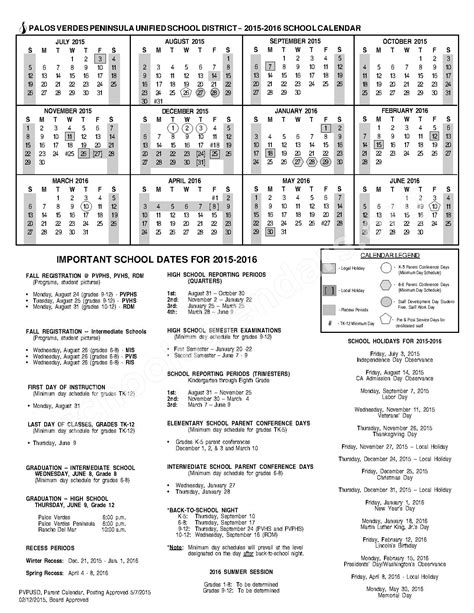 Palos Verdes Calendar