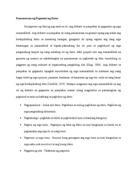 Pamamaraan ng Pagkolekta at Pagsusuri ng Datos