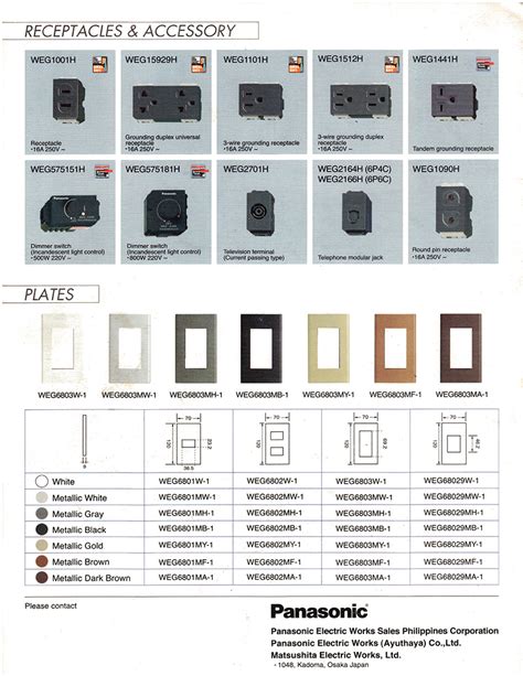 Panasonic Switches And Outlets Catalogue