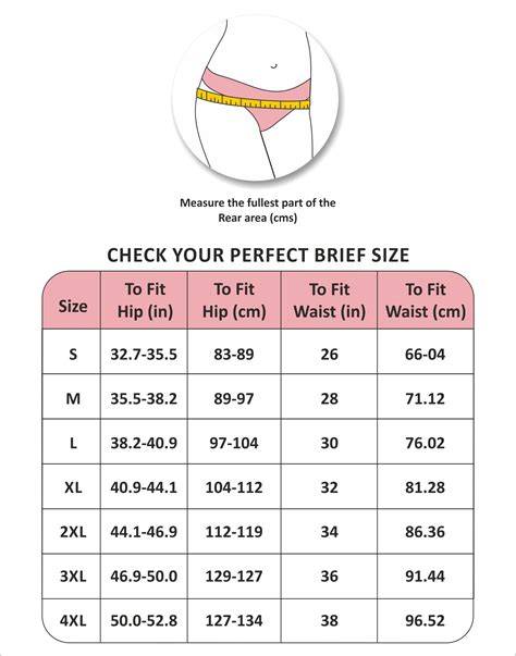 Panties Measurements Size Chart
