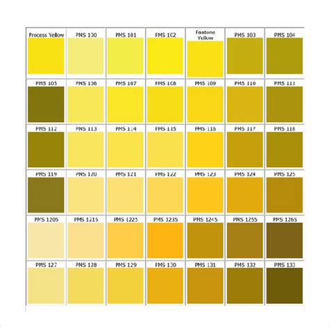 Pantone Gold Color Chart