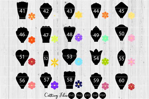 Download Paper Flowers Templates Bundle 41 to 60 DXF Files