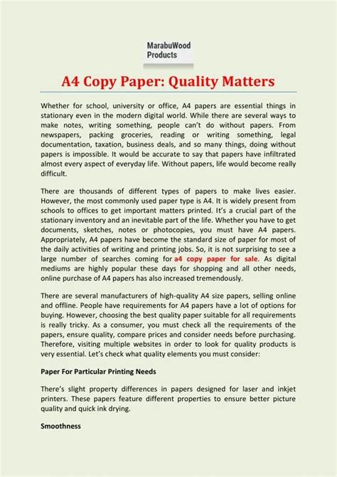 Paper Quality Matters Most