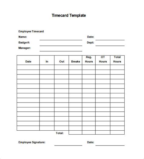 Free Blank Time Card Template Of 29 Free Timesheet Templates Free