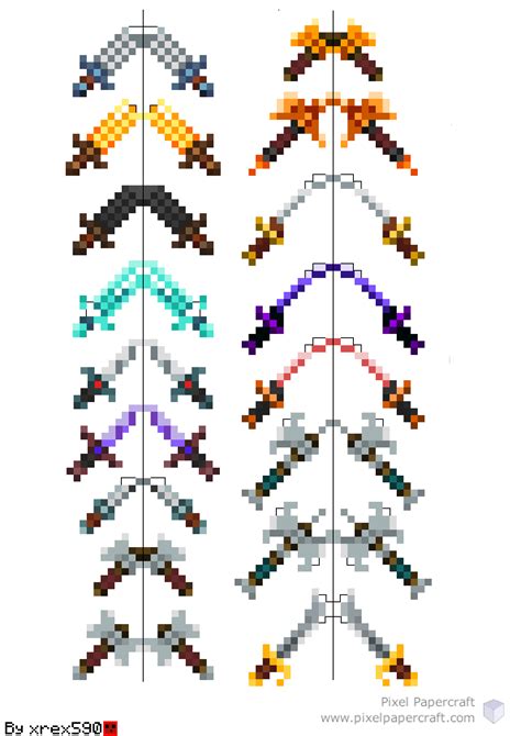 Papercraft Minecraft Weapons