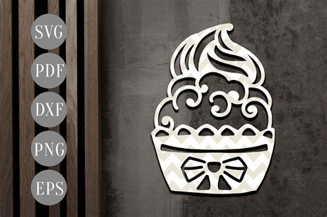 Download Papercut Birthday Card with Cupcake SVG Files DXF Files