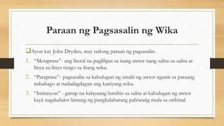 Paraan ng Pagsasalin ng Wika