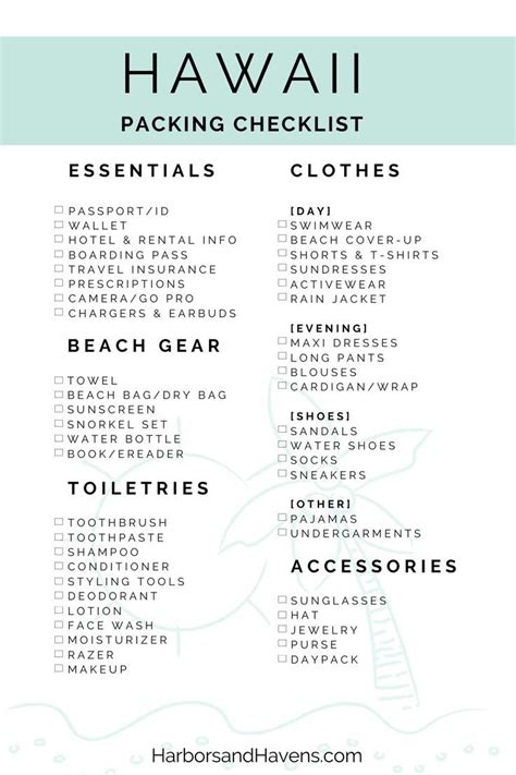 Paradise Valley packing list