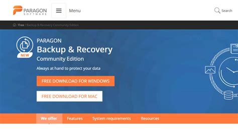 Paragon Backup &amp; Recovery Community Edition