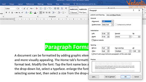 Paragraph formatting