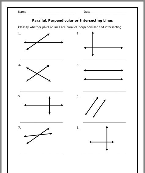 Parallel And Perpendicular Worksheet