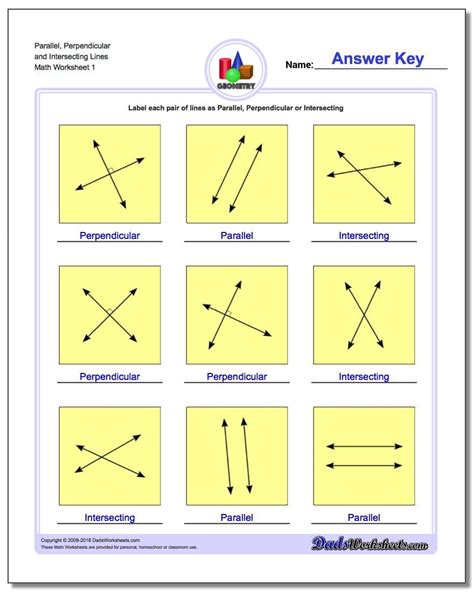 Parallel & Perpendicular Lines Worksheet Answers