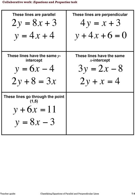 Parallel And Perpendicular Lines Equations Worksheet
