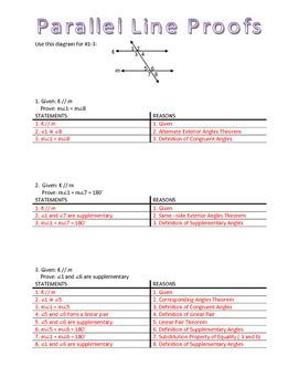 Parallel Lines Proofs Worksheet Answers
