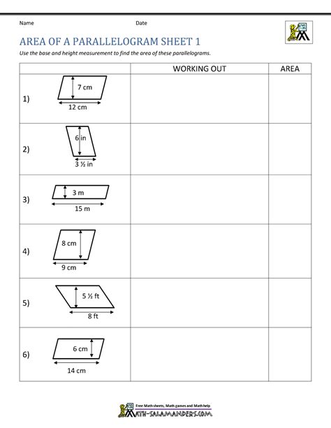 Parallelogram Practice Worksheet
