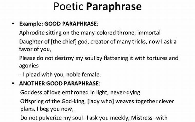 Paraphrasing Poetry