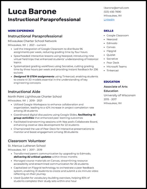 Special Education Paraprofessional Resume Example & 3 Expert Tips | ZipJob