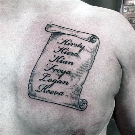 Parchment and names Tattoo by Chelsea by