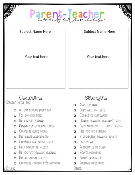 Parent Conference Template