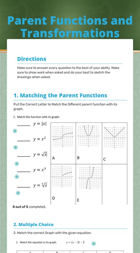 Parent Functions - Interactive worksheet