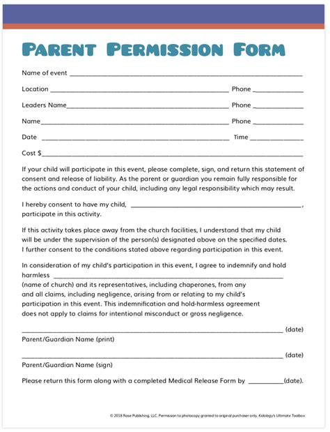 Parent Permission Permission Slip Template