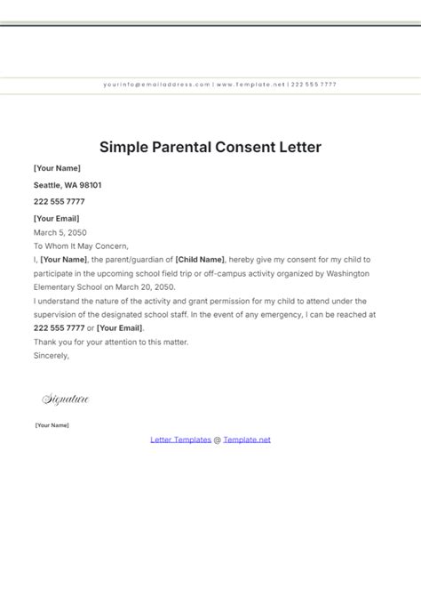 Parental Consent Permission Letter Template Examples Letter Template Collection
