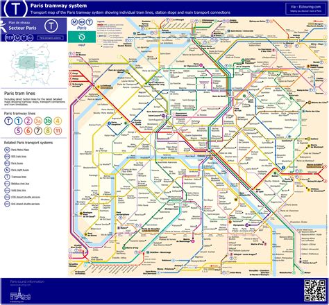 Paris tram maps and timetables for SNCF and RATP city tramways
