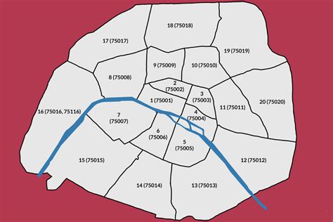 París, código postal, mapa Mapa de París código postal (ÎledeFrance