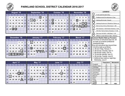Parkland Sd Calendar