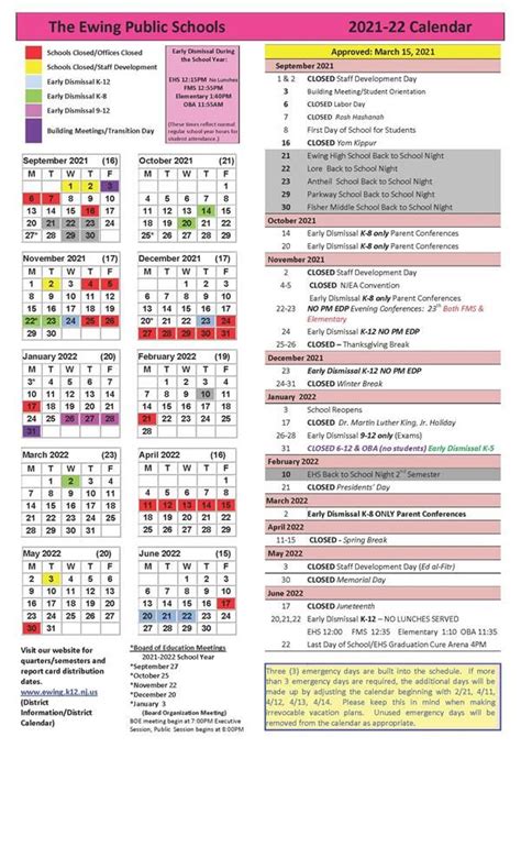 Parkway District Calendar