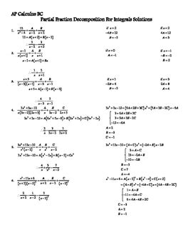 Partial Fraction Decomposition Worksheet