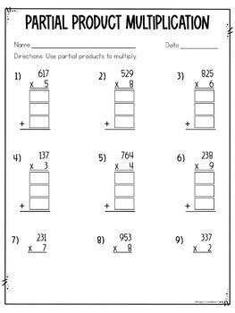 Partial Product Multiplication Worksheet