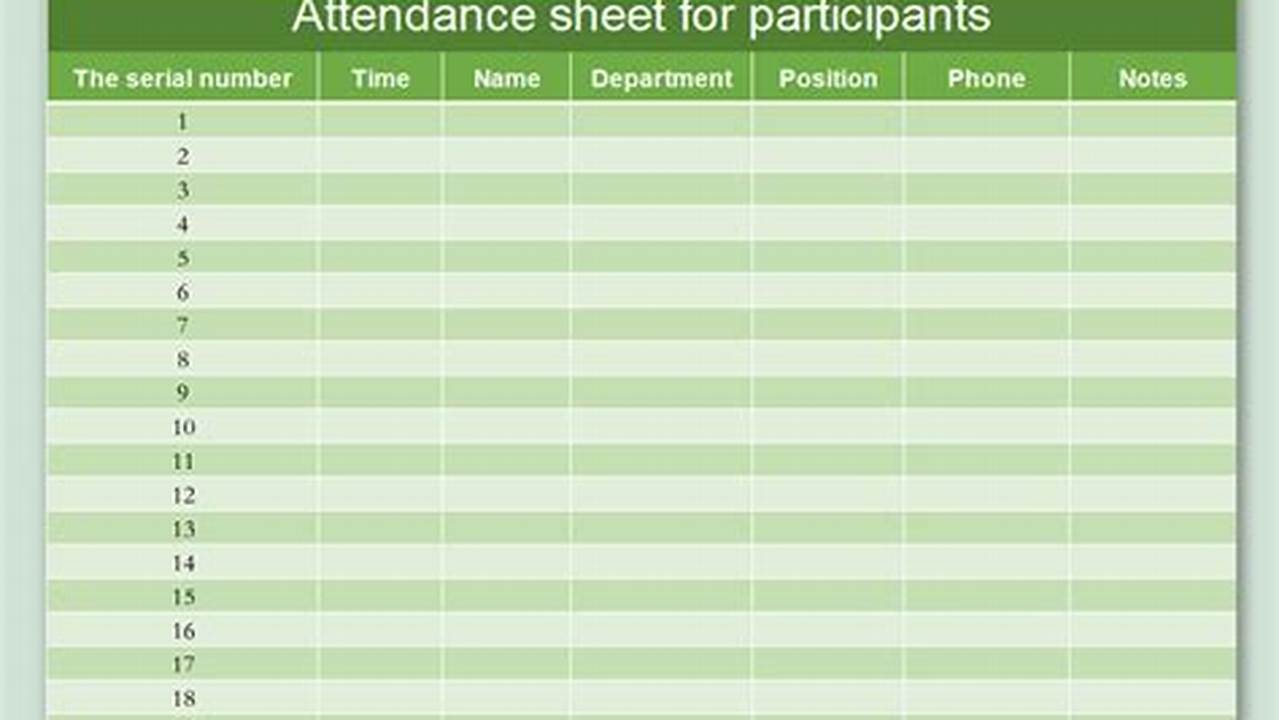 Participant Information, Excel Templates