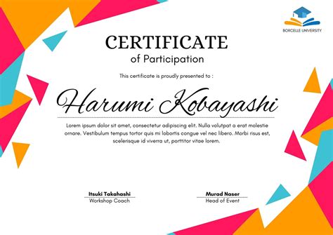 Training Participation Certificate Design Template in PSD, Word