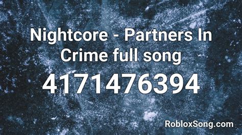 Partners in crime roblox id
